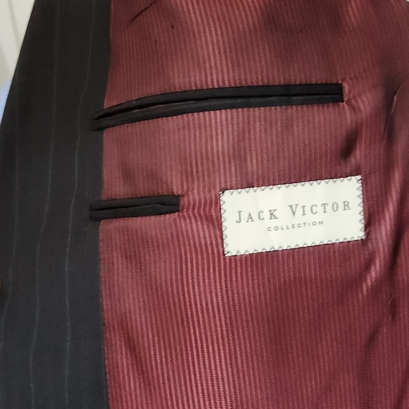 Jack Victor Suit Red Grey Pin striped suit pants 38R Men's Suit jacket 43R - Picture 10 of 11